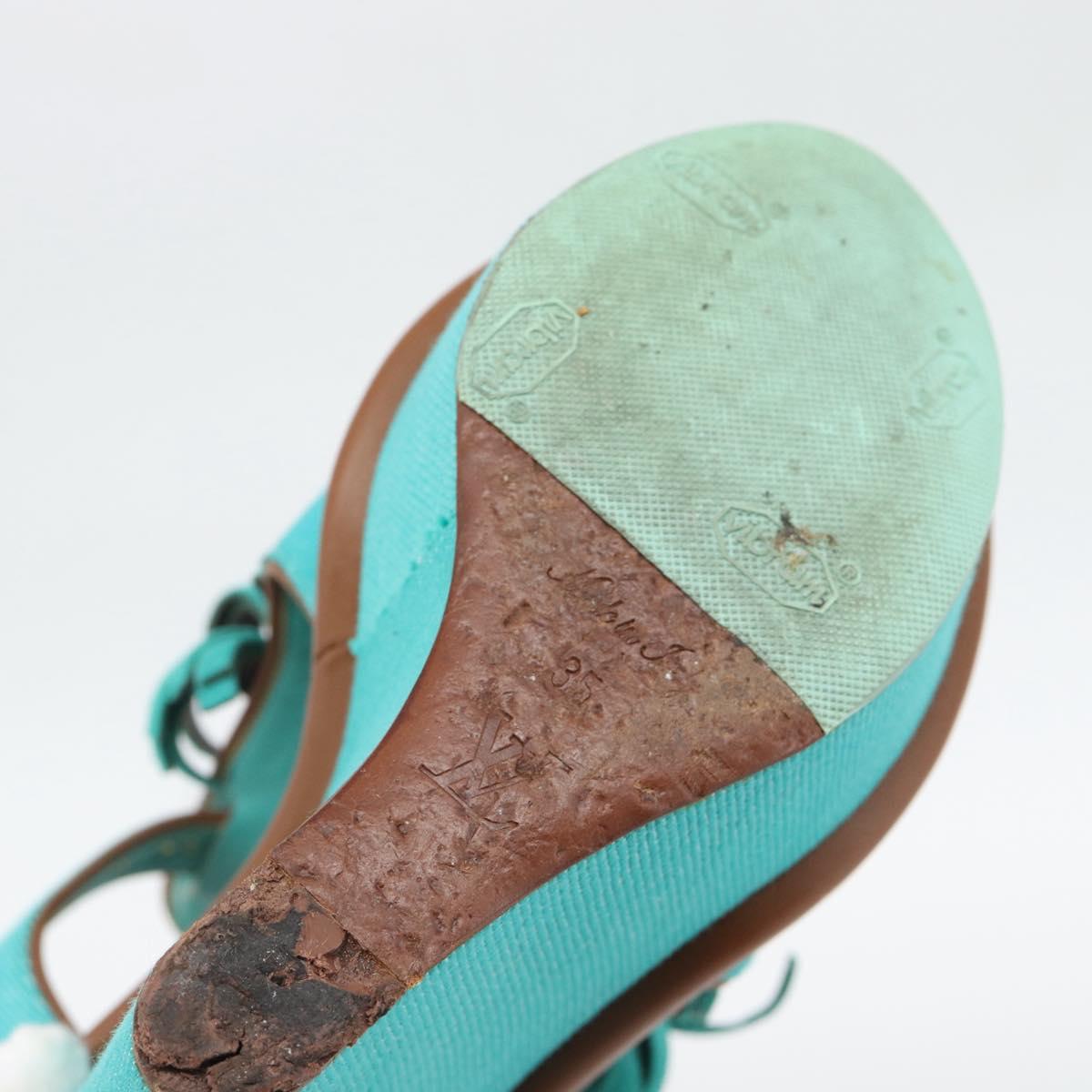 LOUIS VUITTON Monogram Tassel Sandals EU35 Green LV Auth ar14146