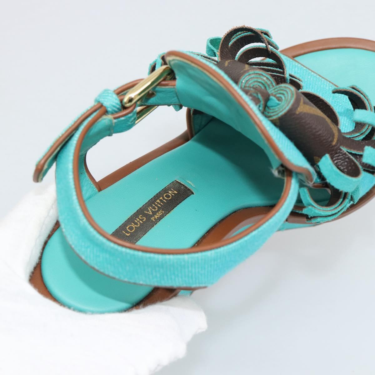 LOUIS VUITTON Monogram Tassel Sandals EU35 Green LV Auth ar14146