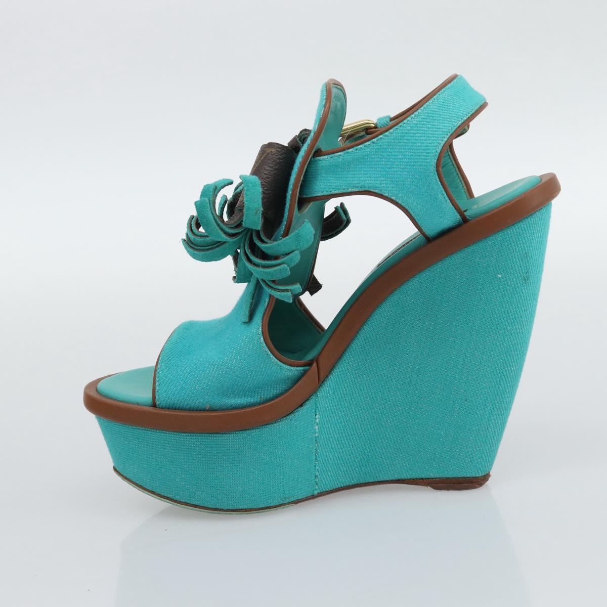 LOUIS VUITTON Monogram Tassel Sandals EU35 Green LV Auth ar14146