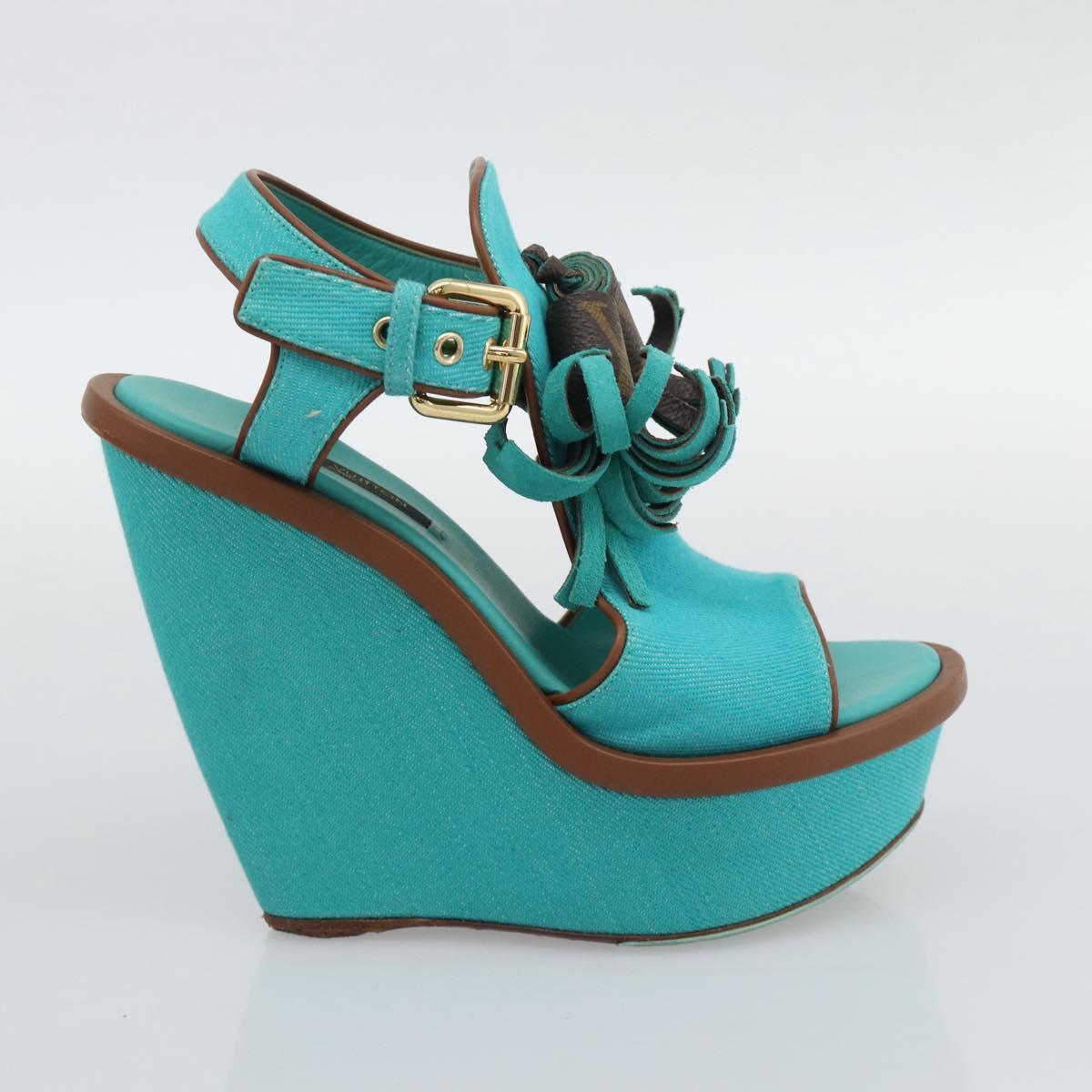LOUIS VUITTON Monogram Tassel Sandals EU35 Green LV Auth ar14146