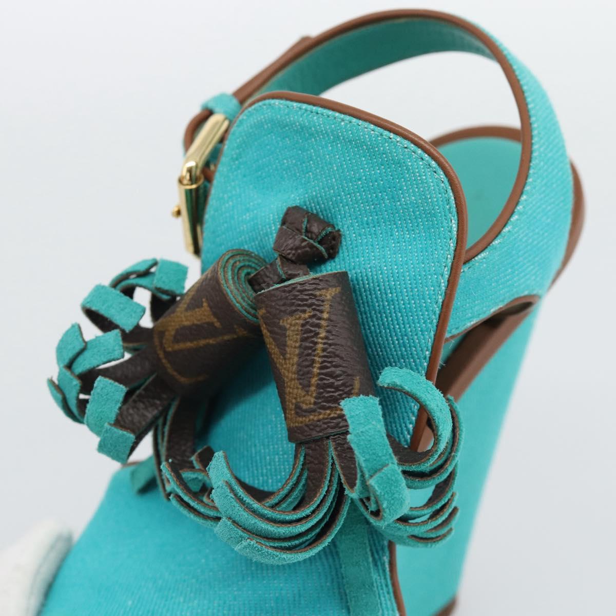 LOUIS VUITTON Monogram Tassel Sandals EU35 Green LV Auth ar14146