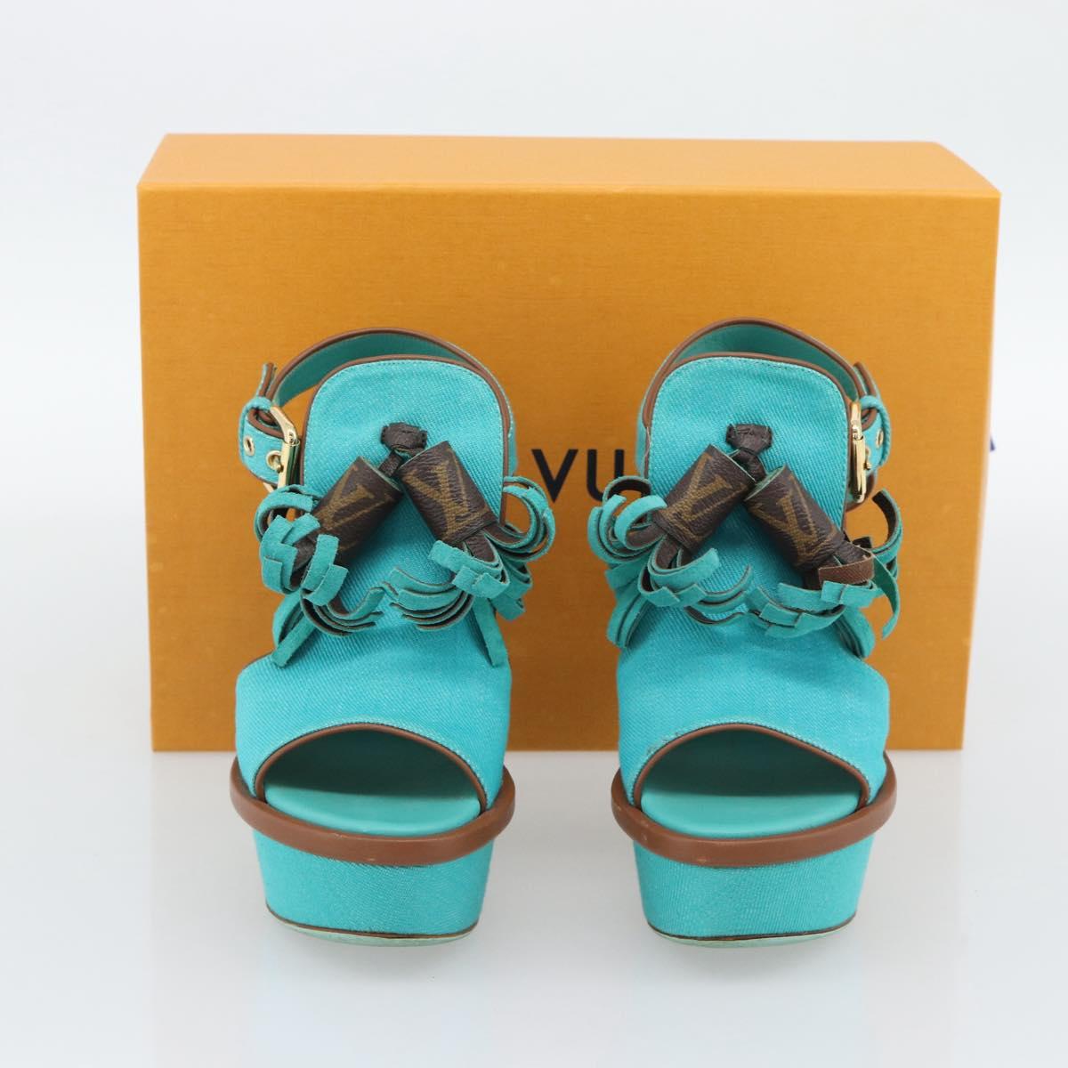 LOUIS VUITTON Monogram Tassel Sandals EU35 Green LV Auth ar14146