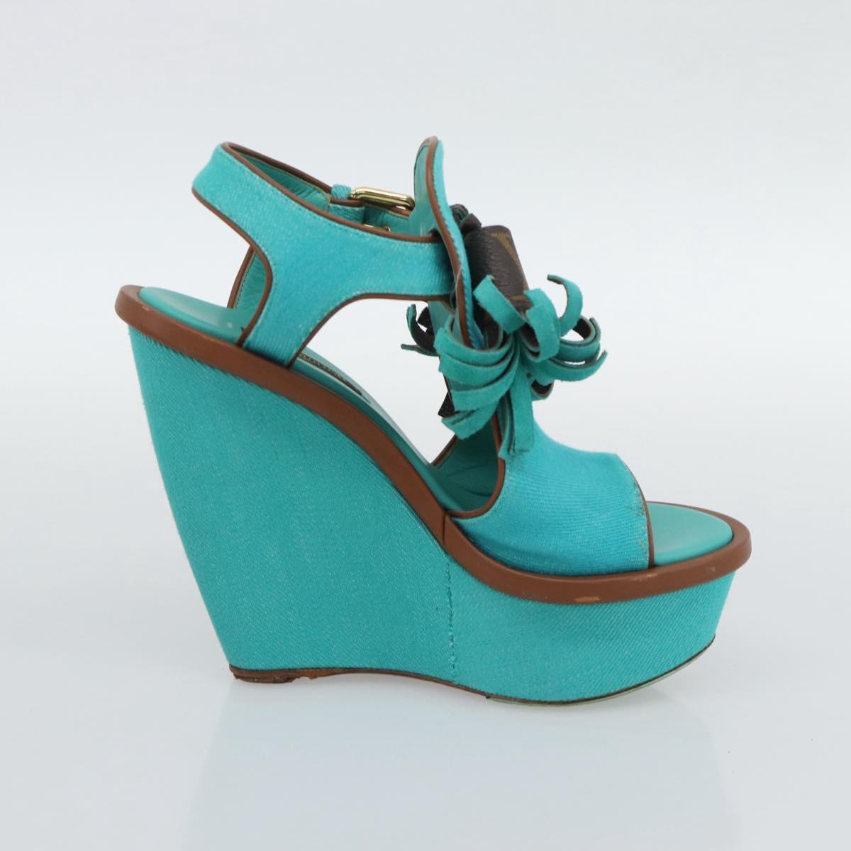 LOUIS VUITTON Monogram Tassel Sandals EU35 Green LV Auth ar14146