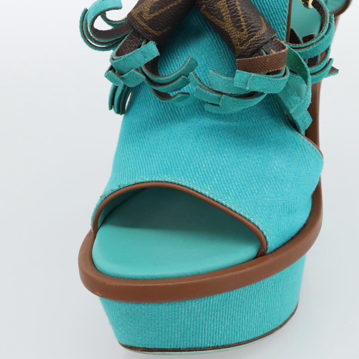 LOUIS VUITTON Monogram Tassel Sandals EU35 Green LV Auth ar14146