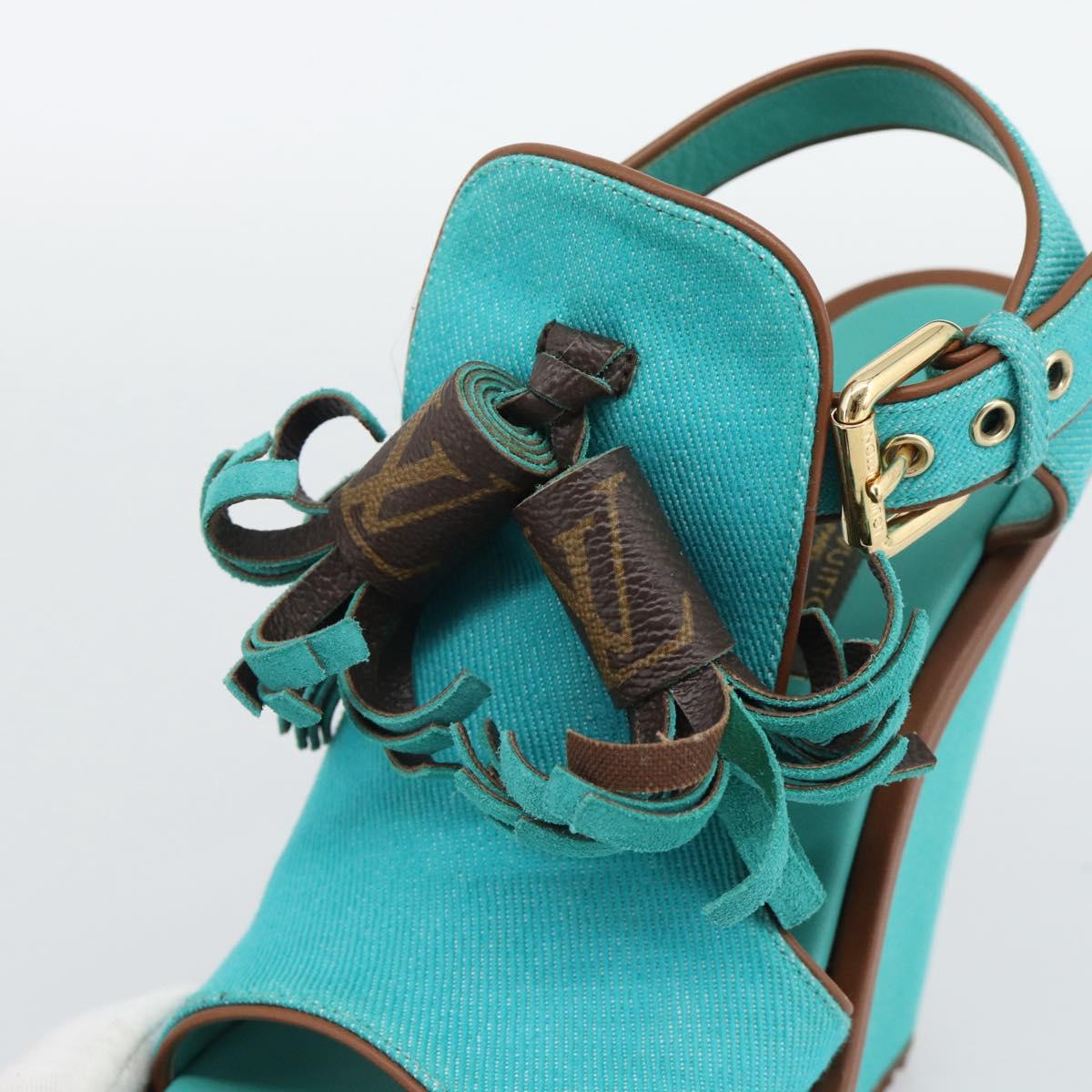 LOUIS VUITTON Monogram Tassel Sandals EU35 Green LV Auth ar14146