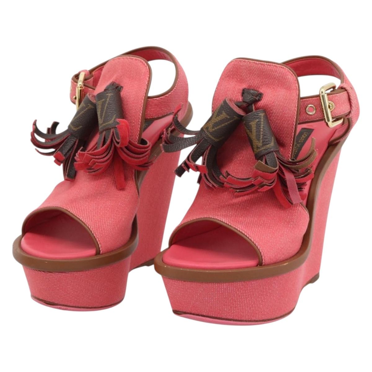 LOUIS VUITTON Monogram Tassel Sandals EU35 Pink LV Auth ar14147M