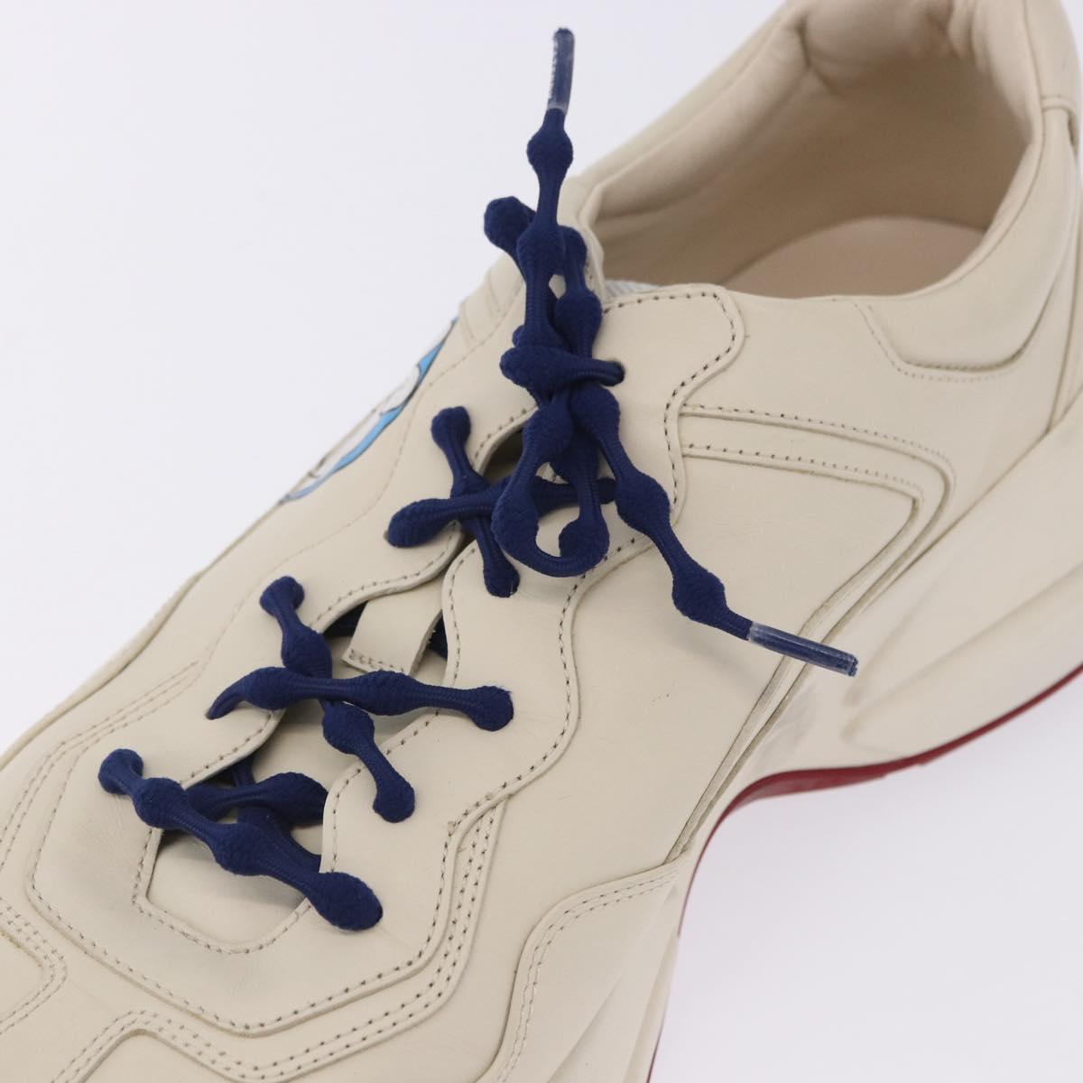 GUCCI Doraemon Sneakers Leather White Blue 655025 Auth ar14148