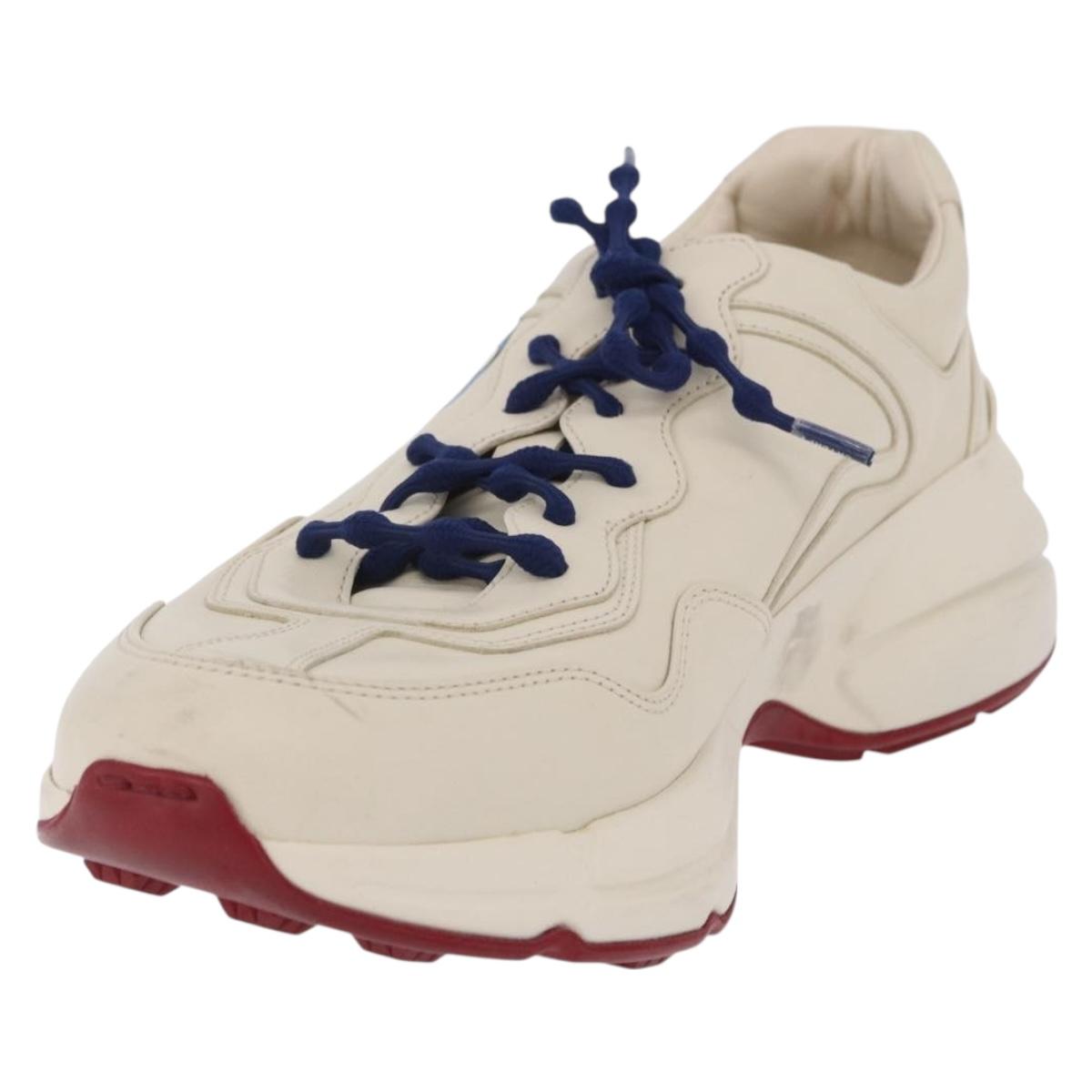 GUCCI Doraemon Sneakers Leather White Blue 655025 Auth ar14148