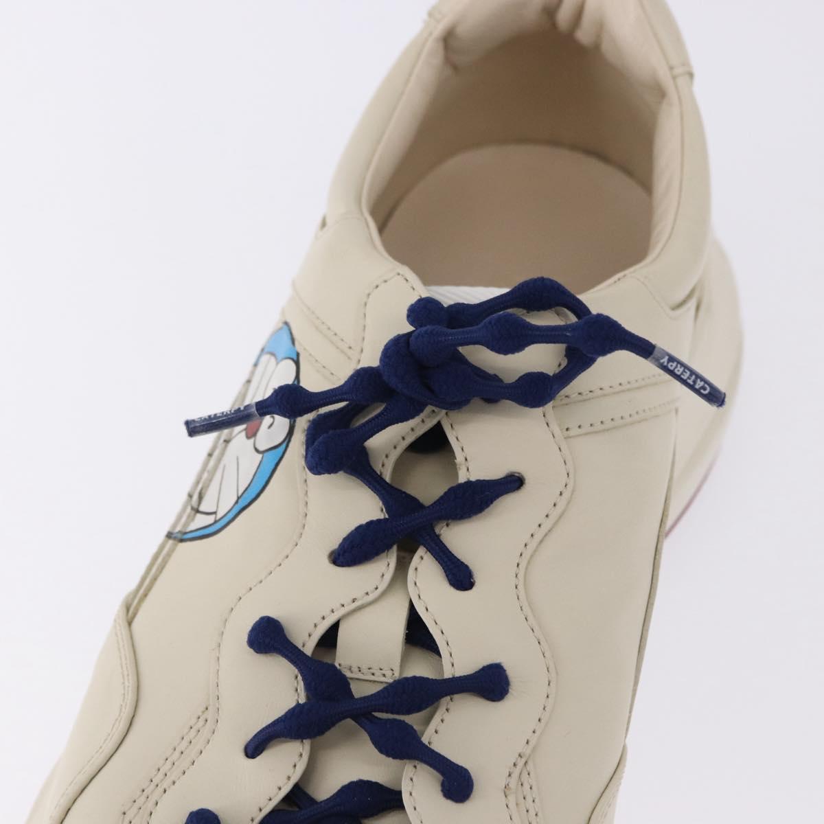 GUCCI Doraemon Sneakers Leather White Blue 655025 Auth ar14148M