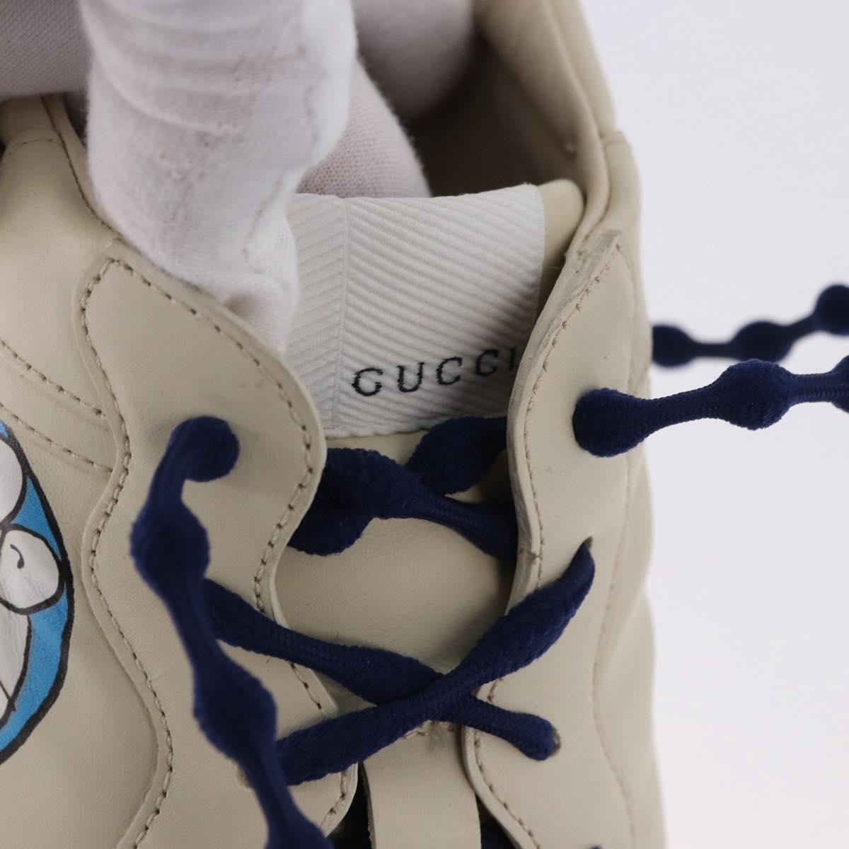 GUCCI Doraemon Sneakers Leather White Blue 655025 Auth ar14148M