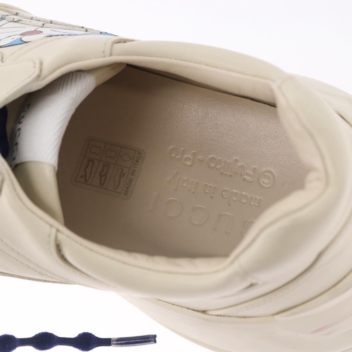 GUCCI Doraemon Sneakers Leather White Blue 655025 Auth ar14148M