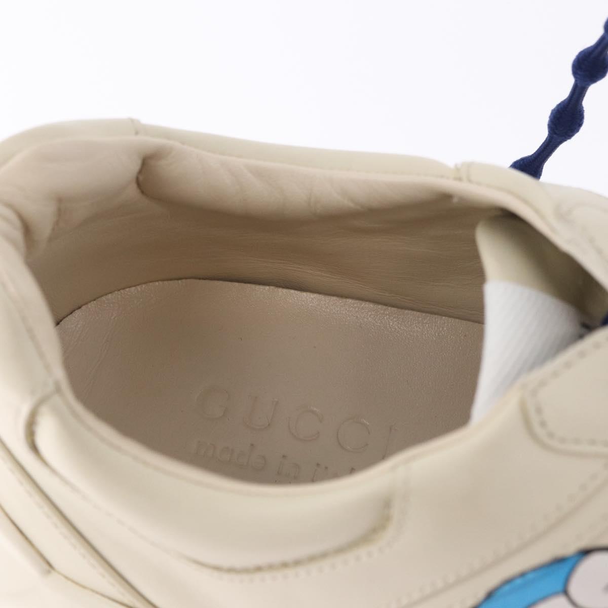GUCCI Doraemon Sneakers Leather White Blue 655025 Auth ar14148M