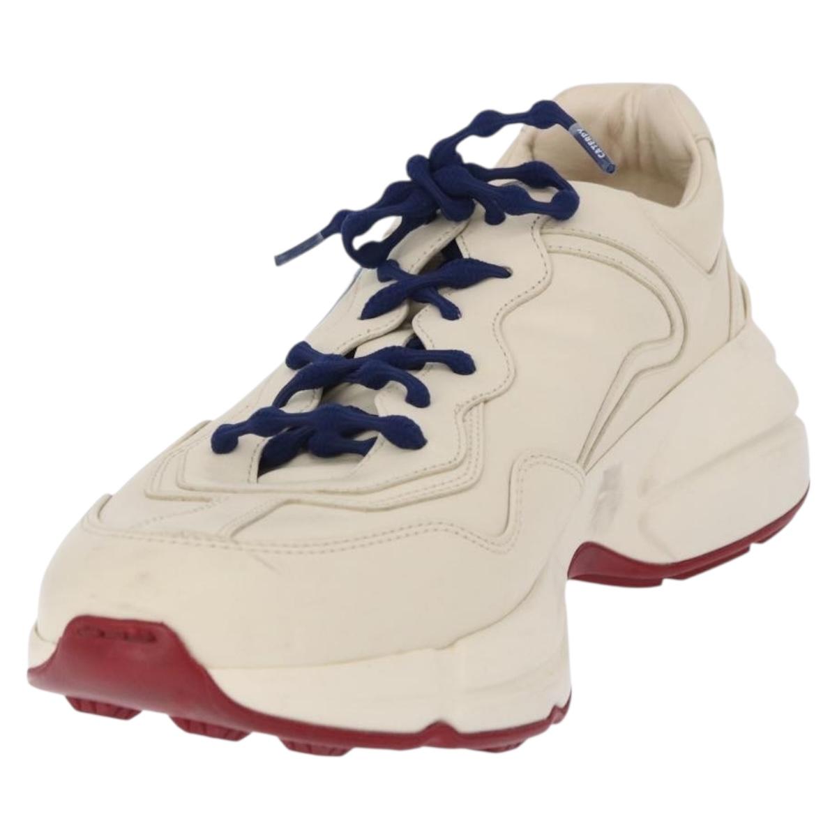 GUCCI Doraemon Sneakers Leather White Blue 655025 Auth ar14148M
