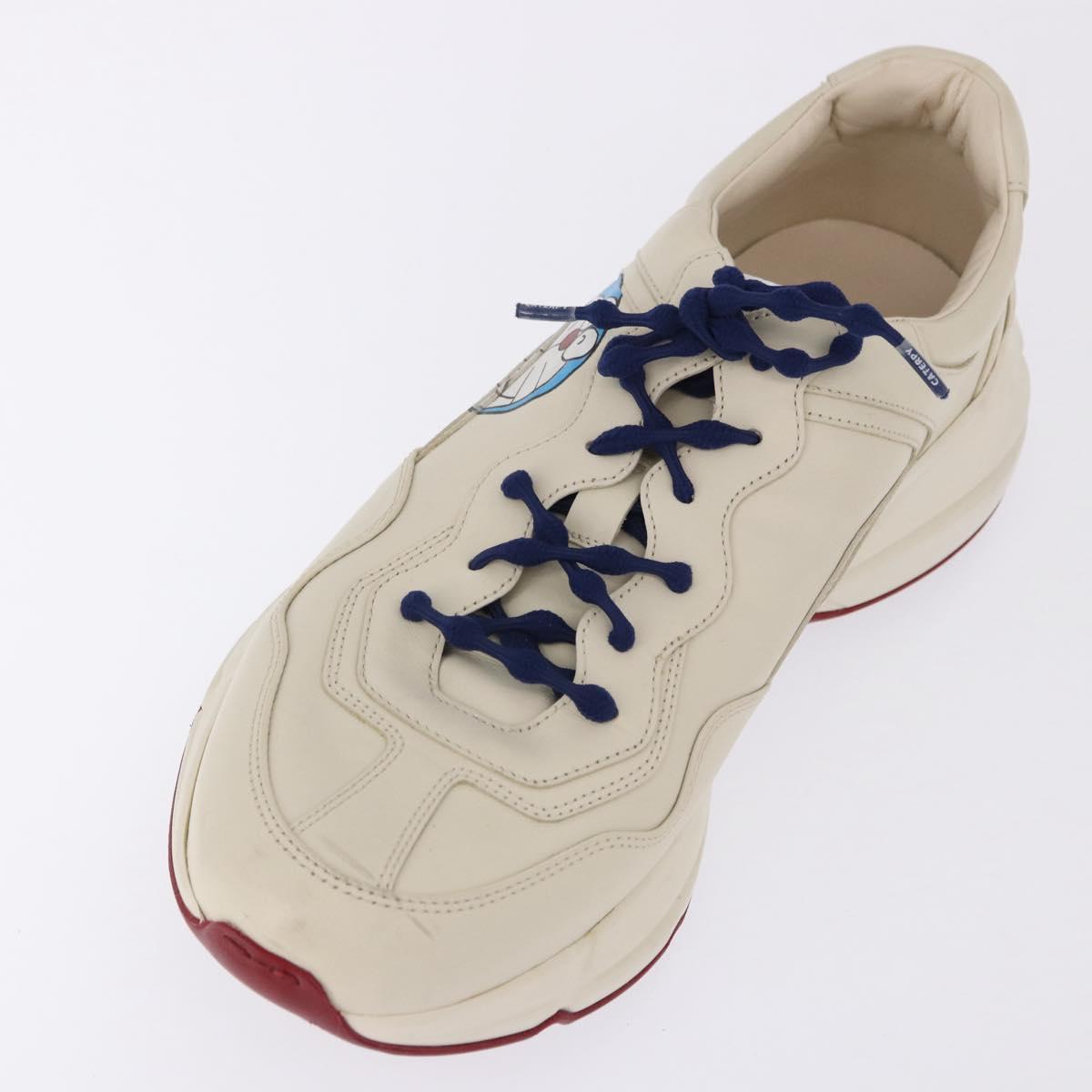 GUCCI Doraemon Sneakers Leather White Blue 655025 Auth ar14148M