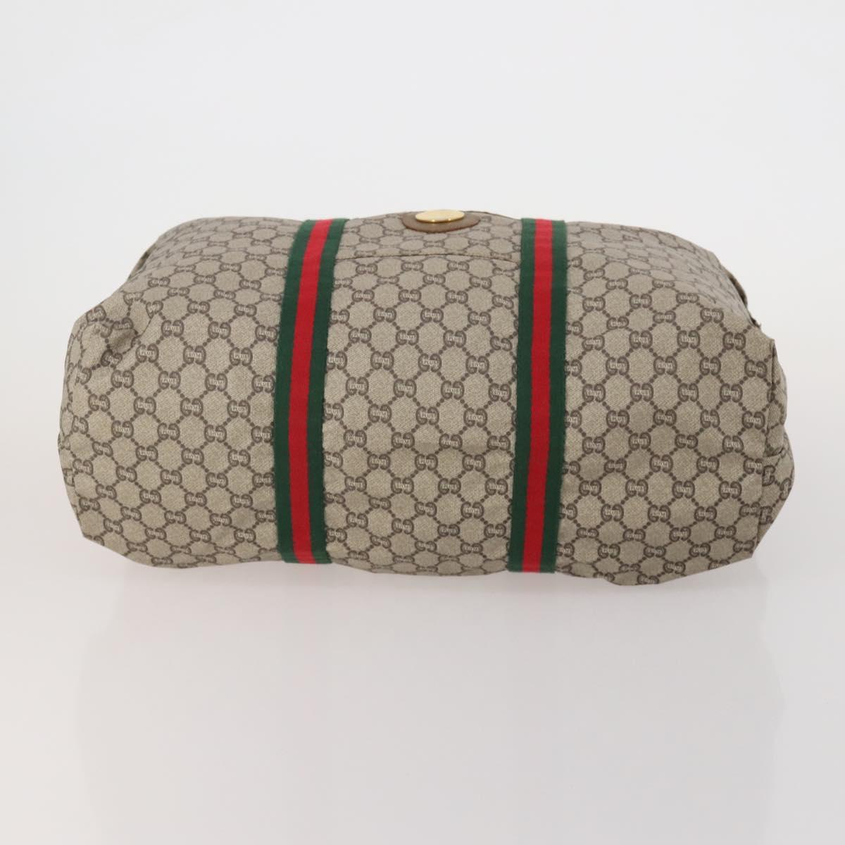 GUCCI GG Plus Supreme Web Sherry Line Hand Bag PVC 3 Set Beige Auth ar14151