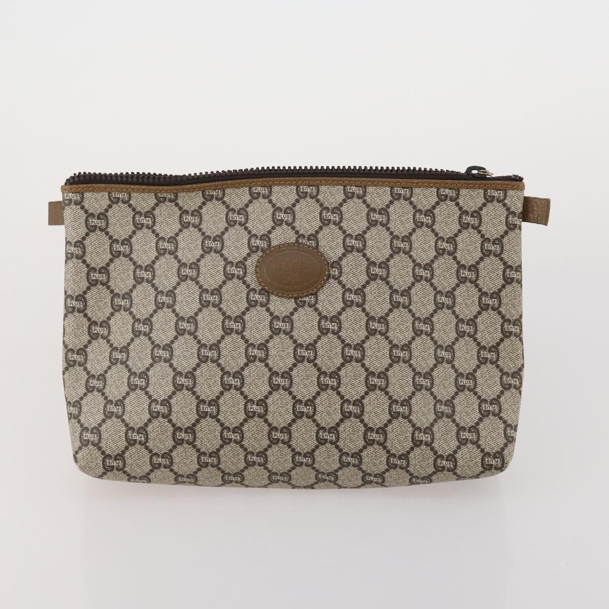 GUCCI GG Plus Supreme Web Sherry Line Hand Bag PVC 3 Set Beige Auth ar14151