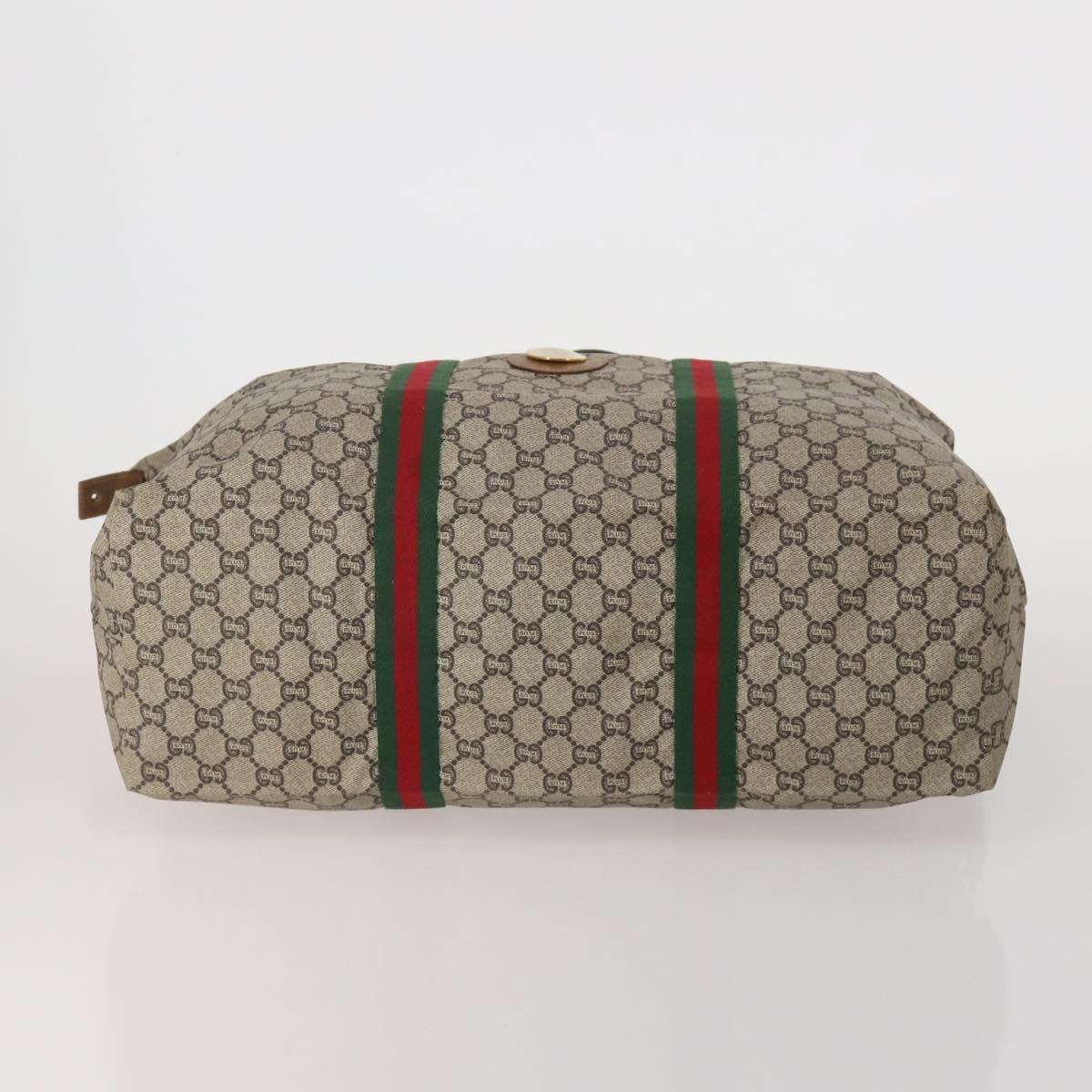 GUCCI GG Plus Supreme Web Sherry Line Hand Bag PVC 3 Set Beige Auth ar14151