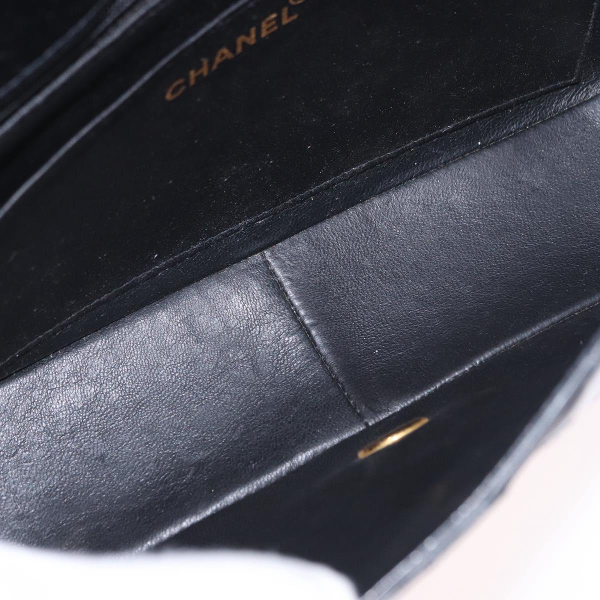 CHANEL Diana Chain Shoulder Bag Patent Black Gold Tone CC Auth ar14163A