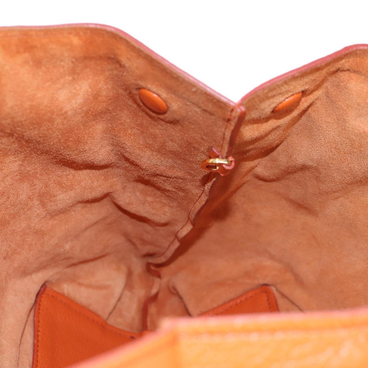 Miu Miu Tote Bag Leather Orange Gold Tone Auth ar14165V