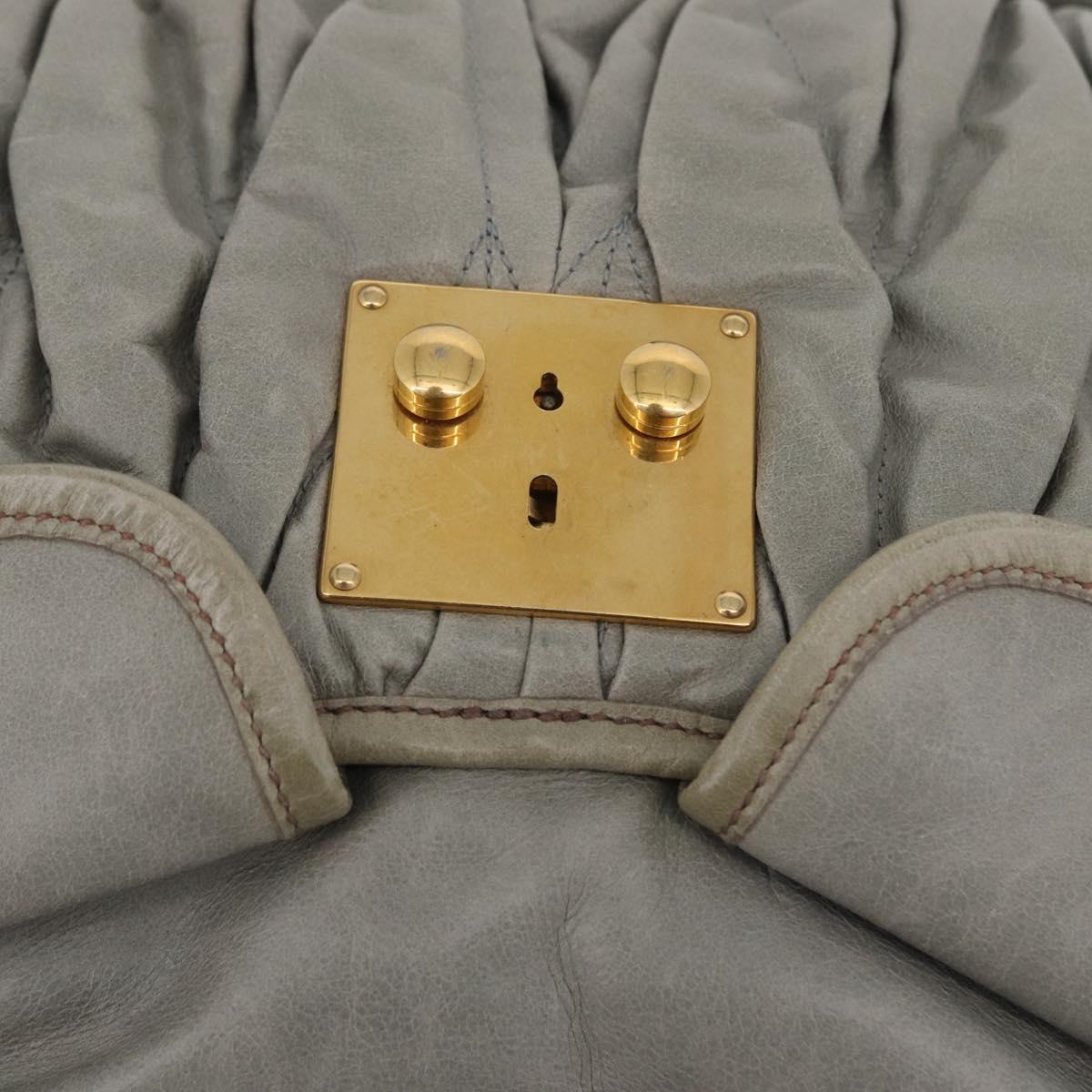 Miu Miu Matelasse Hand Bag Leather 2way Gray Gold Tone Auth ar14167V
