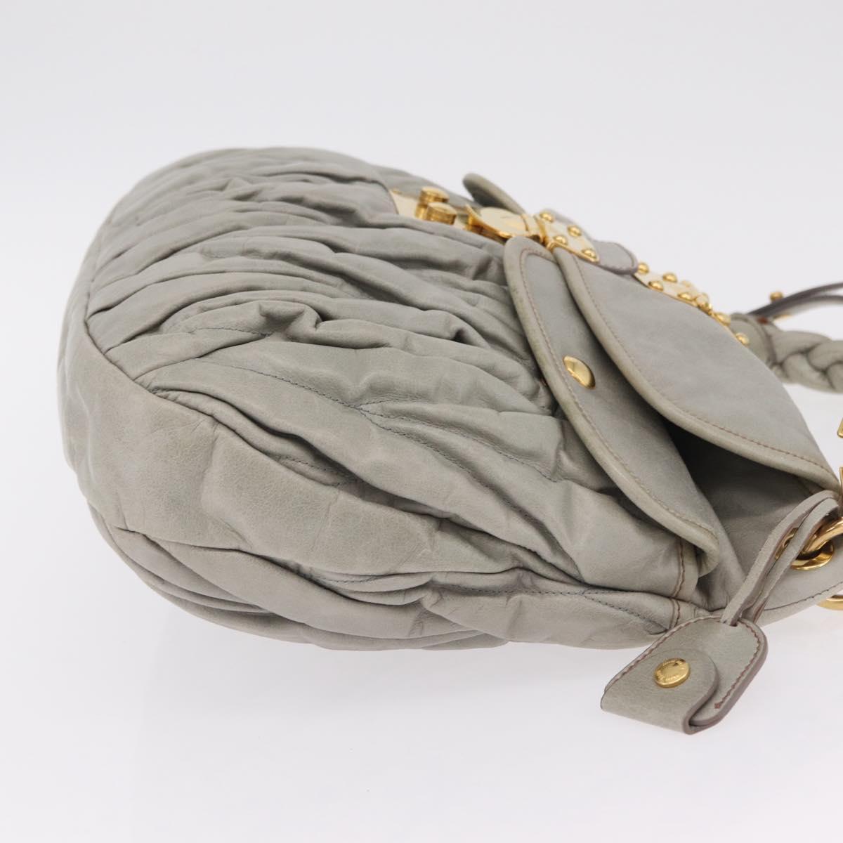 Miu Miu Matelasse Hand Bag Leather 2way Gray Gold Tone Auth ar14167V