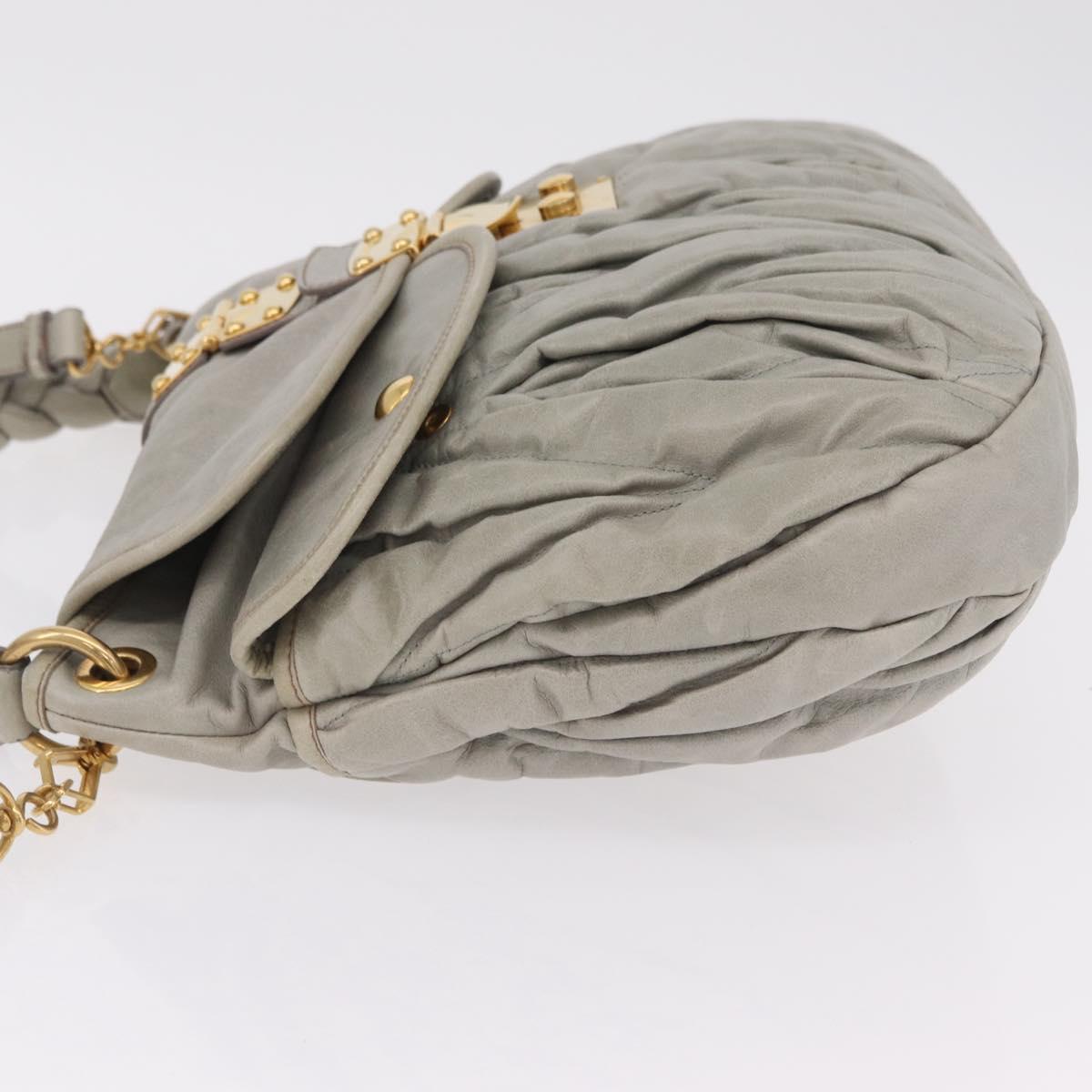 Miu Miu Matelasse Hand Bag Leather 2way Gray Gold Tone Auth ar14167V