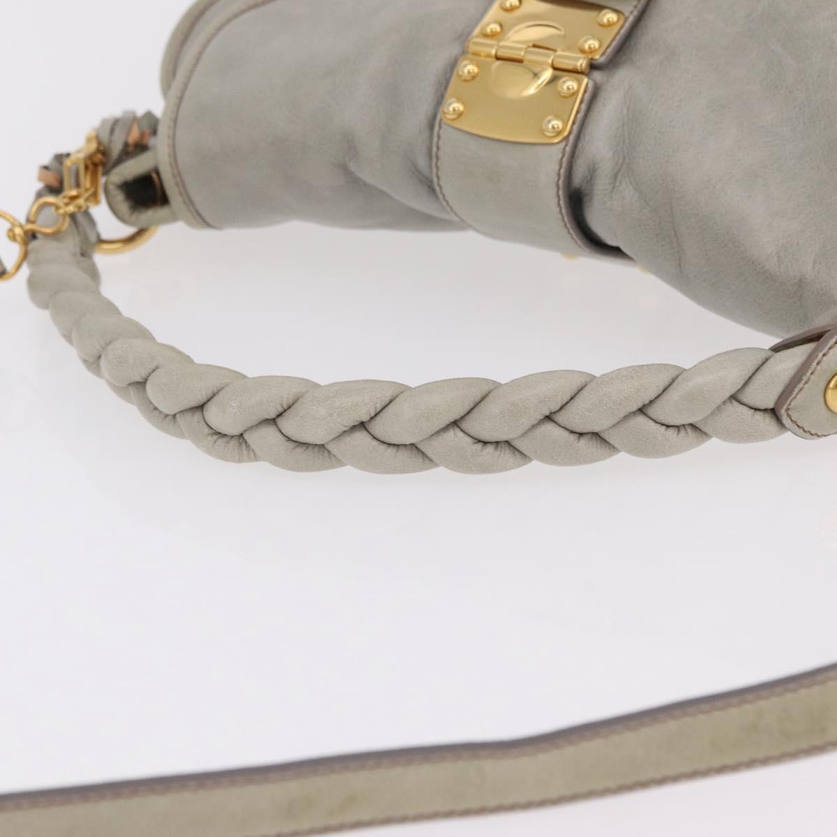 Miu Miu Matelasse Hand Bag Leather 2way Gray Gold Tone Auth ar14167V