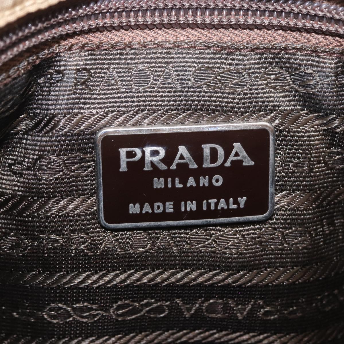 PRADA Hand Bag Nylon Beige Auth ar14168