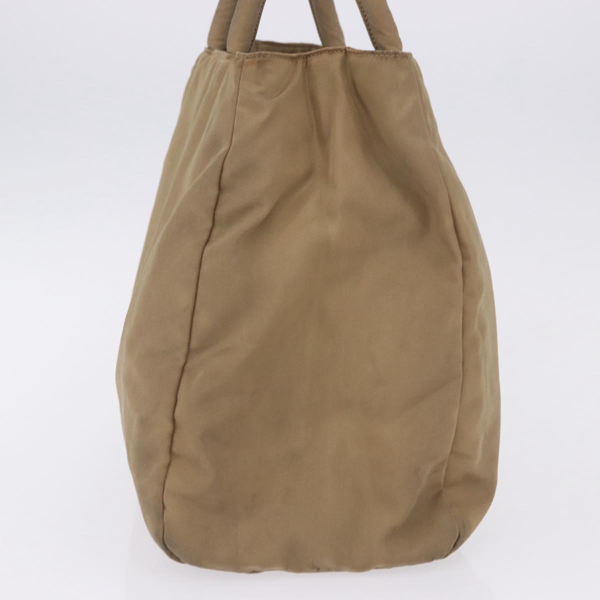 PRADA Hand Bag Nylon Beige Auth ar14168