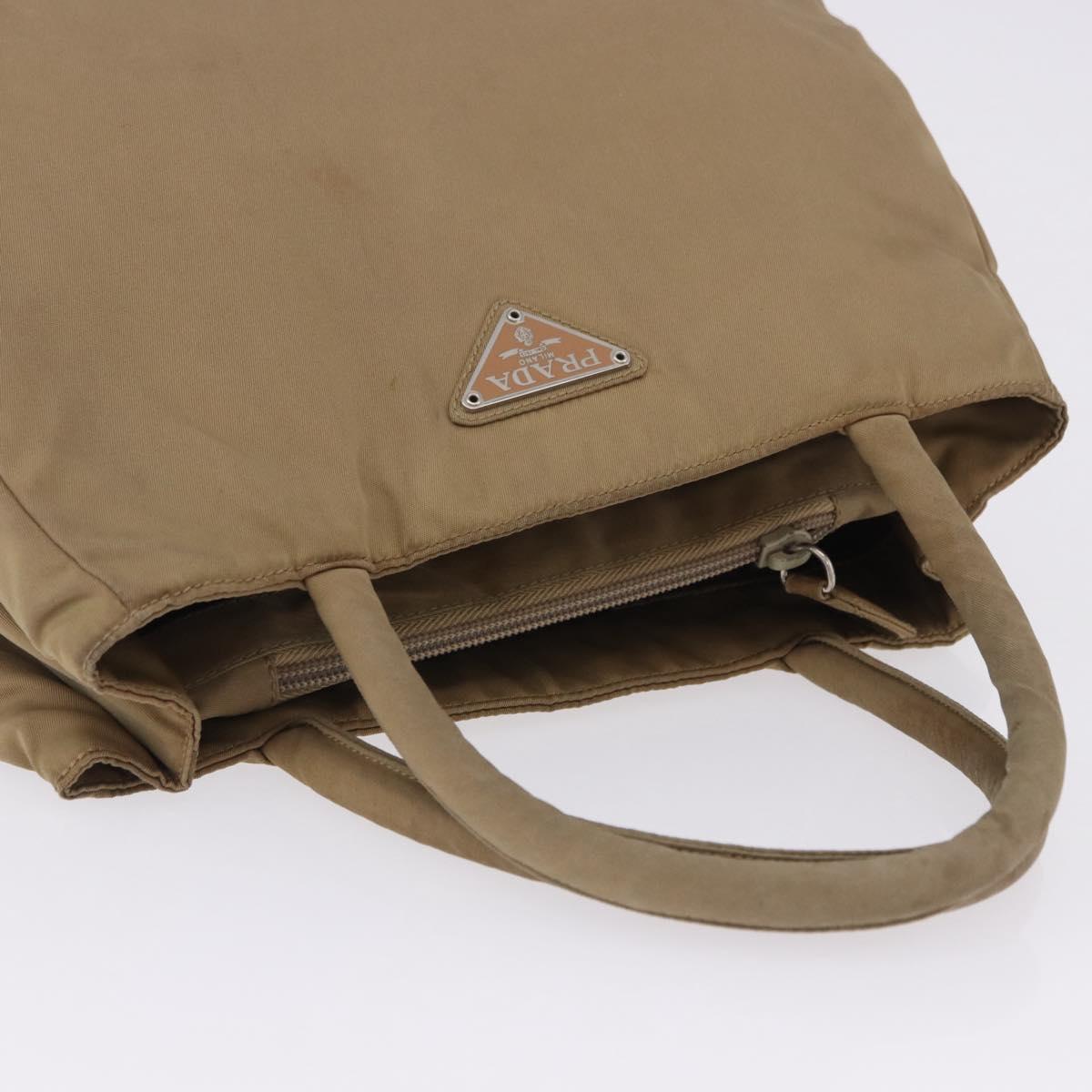 PRADA Hand Bag Nylon Beige Auth ar14168