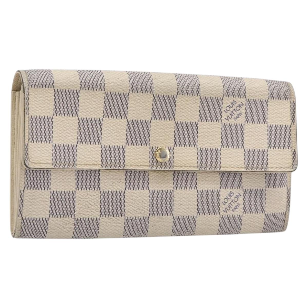 LOUIS VUITTON Damier Azur Portefeuille Sarah Long Wallet N63208 LV Auth ar14170