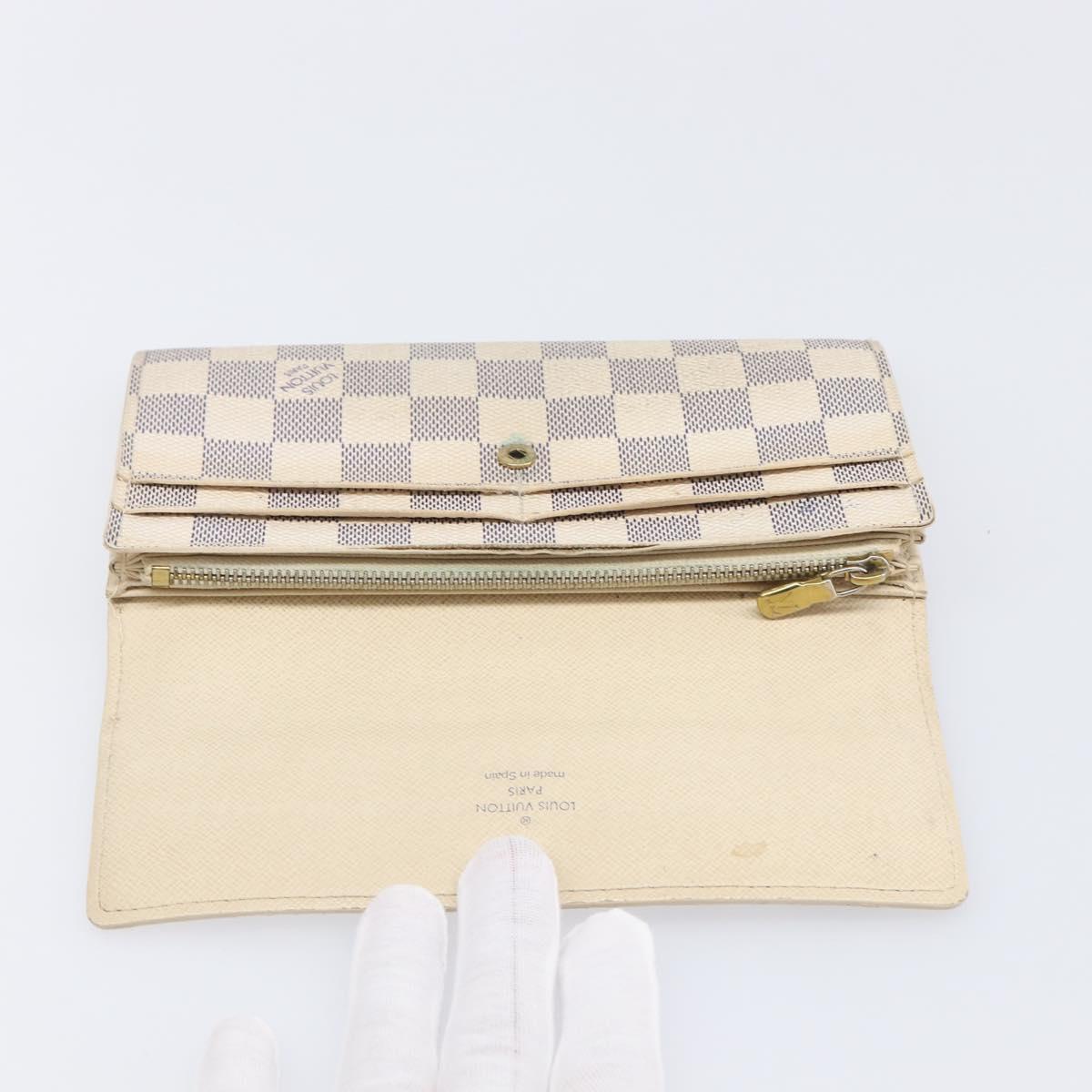 LOUIS VUITTON Damier Azur Portefeuille Sarah Long Wallet N63208 LV Auth ar14170