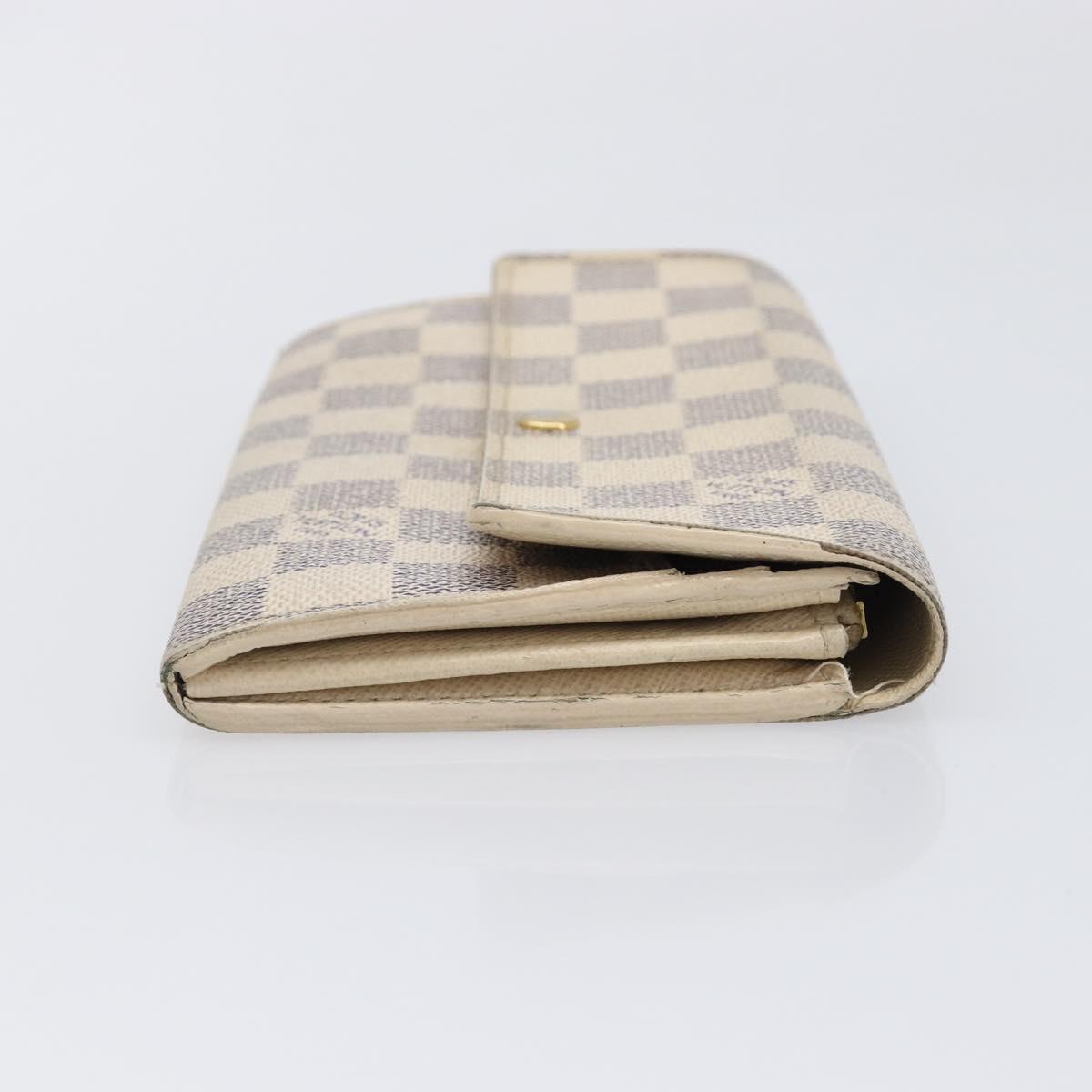 LOUIS VUITTON Damier Azur Portefeuille Sarah Long Wallet N63208 LV Auth ar14170