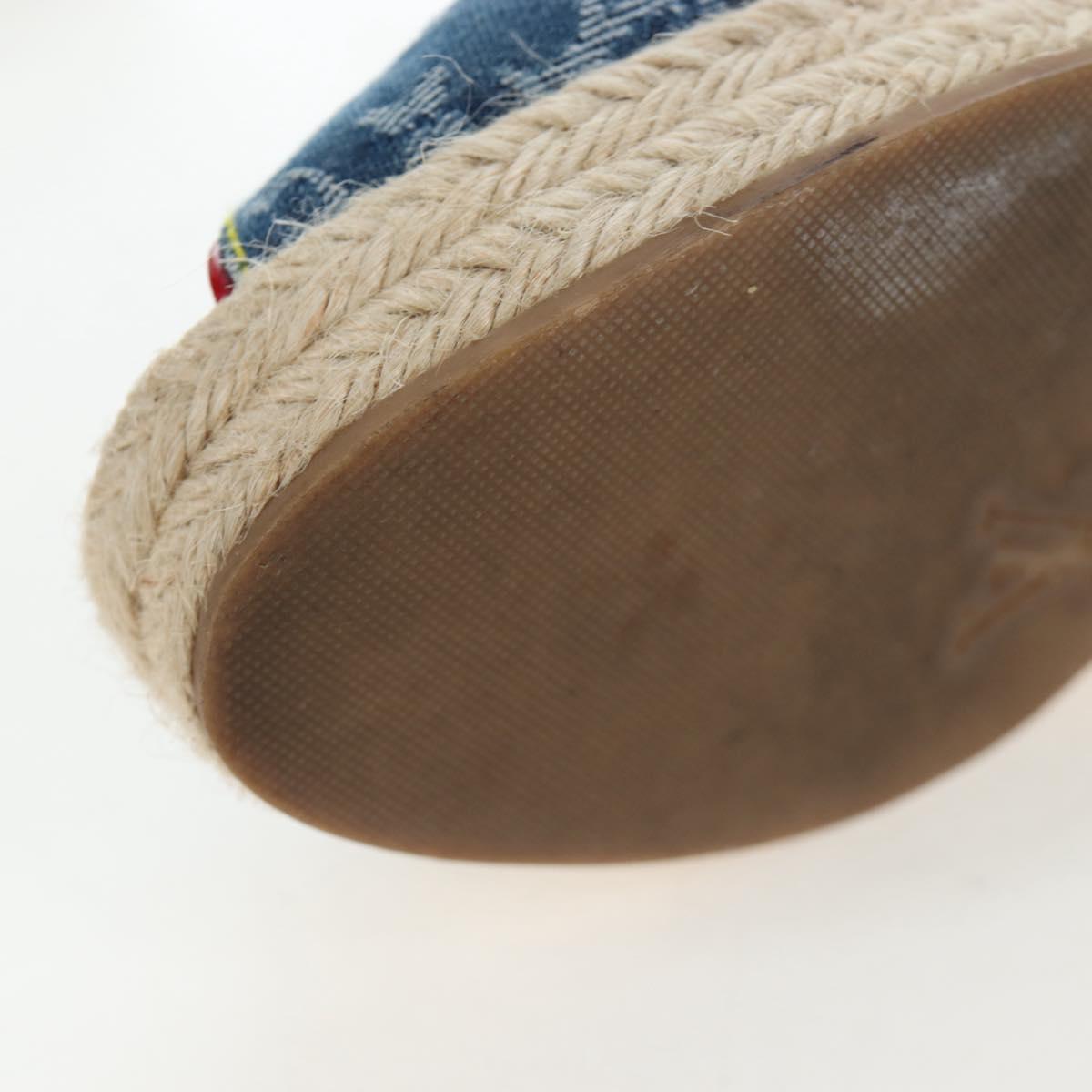 LOUIS VUITTON Monogram Denim Espadrille Sandals Blue LV Auth ar14173V