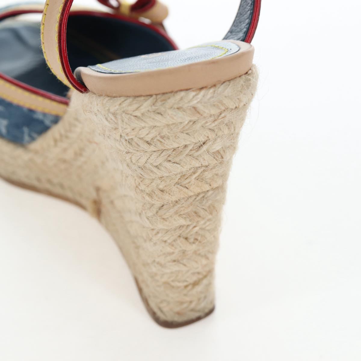 LOUIS VUITTON Monogram Denim Espadrille Sandals Blue LV Auth ar14173V