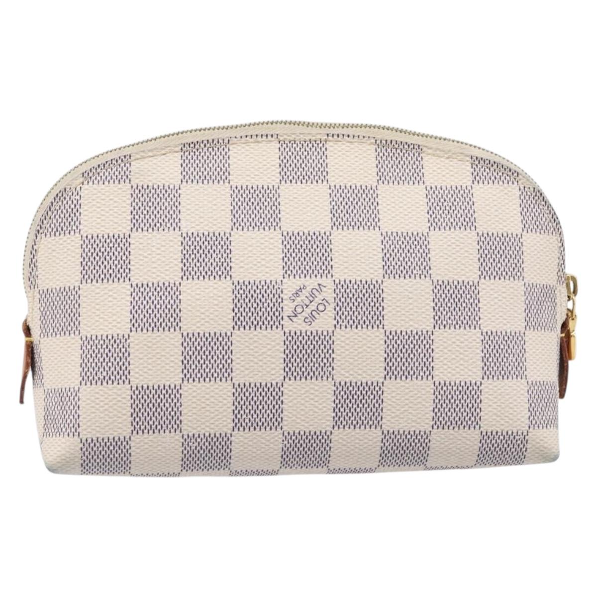 LOUIS VUITTON Damier Azur Pochette Cosmetic PM Pouch N60024 LV Auth ar14175A