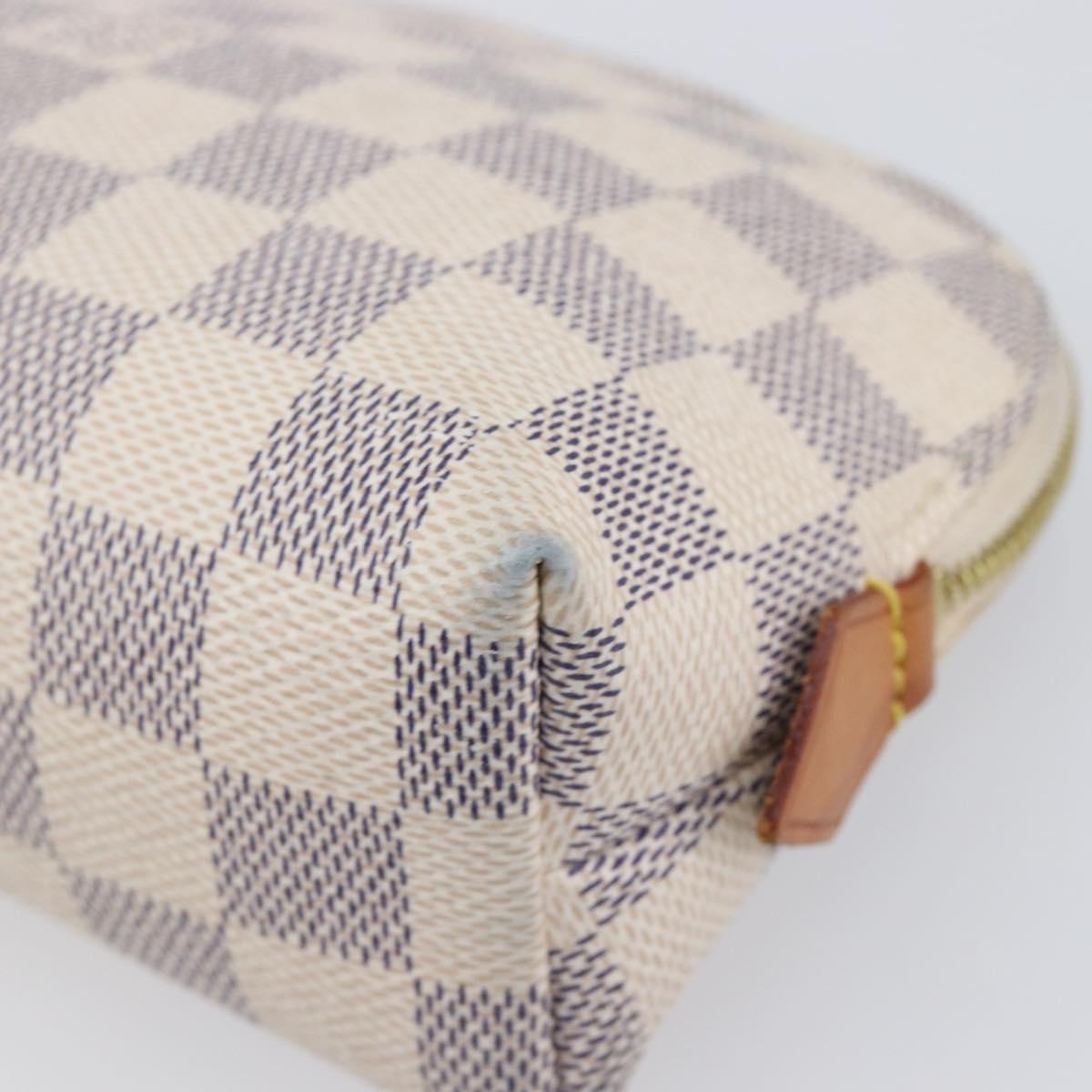 LOUIS VUITTON Damier Azur Pochette Cosmetic PM Pouch N60024 LV Auth ar14175A