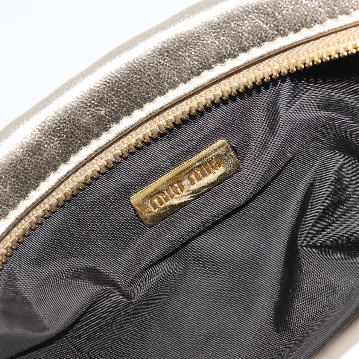 Miu Miu Matelasse Pouch Leather Gold Auth ar14176V