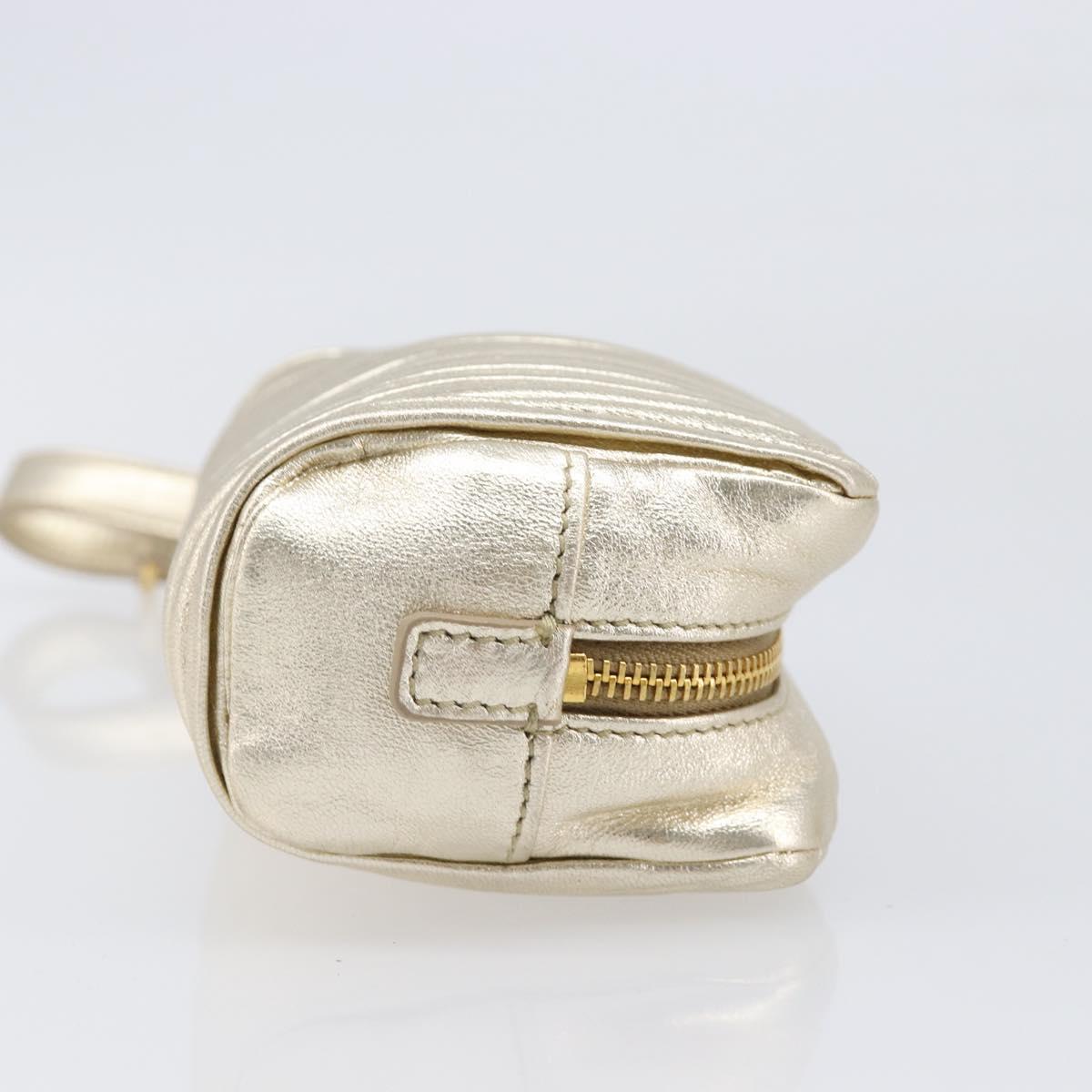 Miu Miu Matelasse Pouch Leather Gold Auth ar14176V