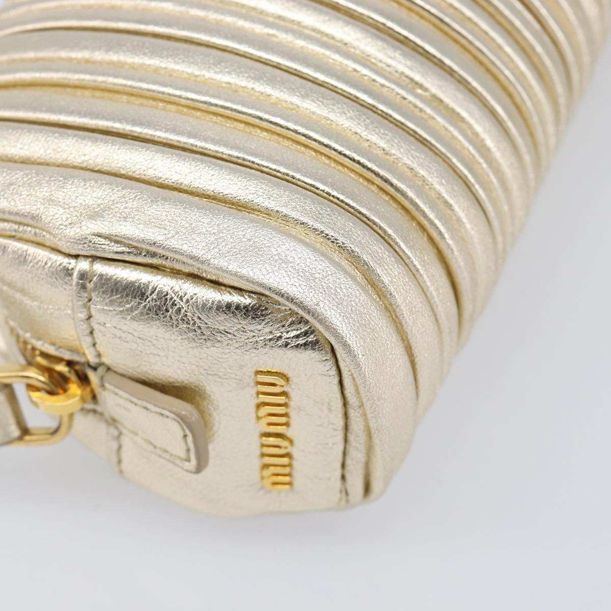 Miu Miu Matelasse Pouch Leather Gold Auth ar14176V