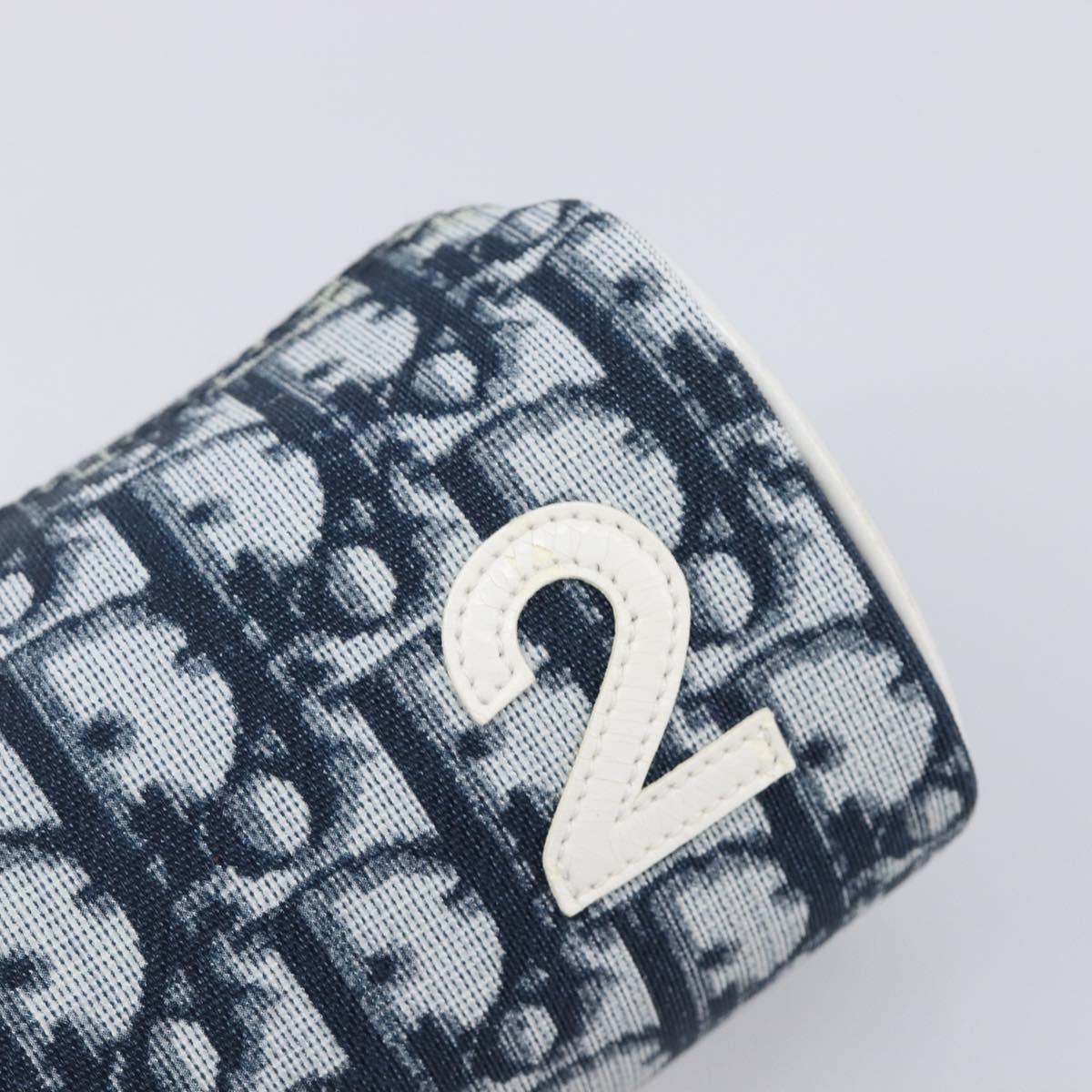 Christian Dior Trotter Pouch PVC Leather Navy Silver Auth ar14178