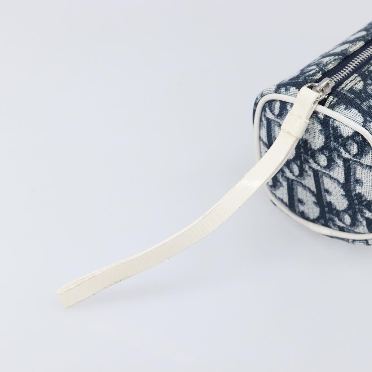 Christian Dior Trotter Pouch PVC Leather Navy Silver Auth ar14178