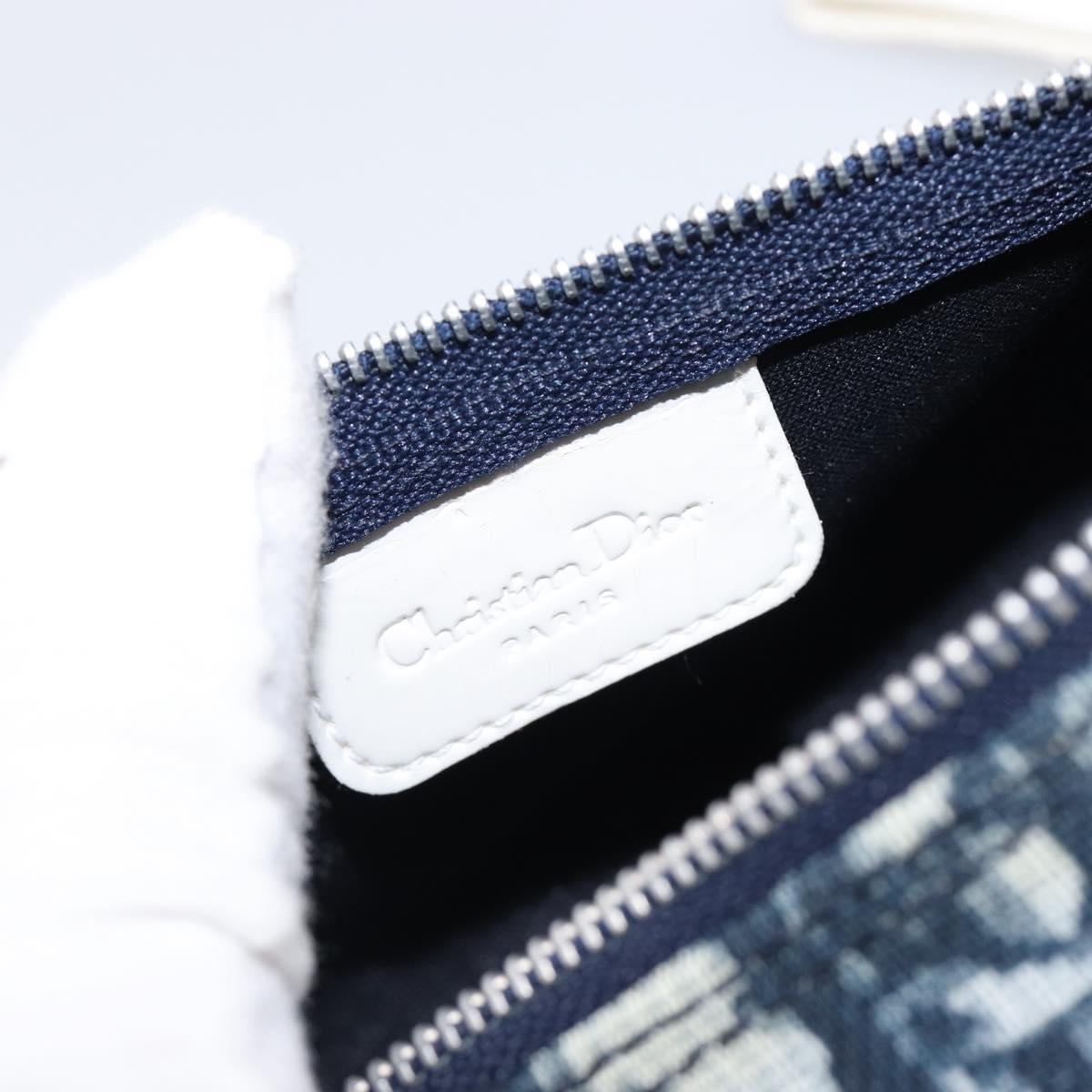 Christian Dior Trotter Pouch PVC Leather Navy Silver Auth ar14178