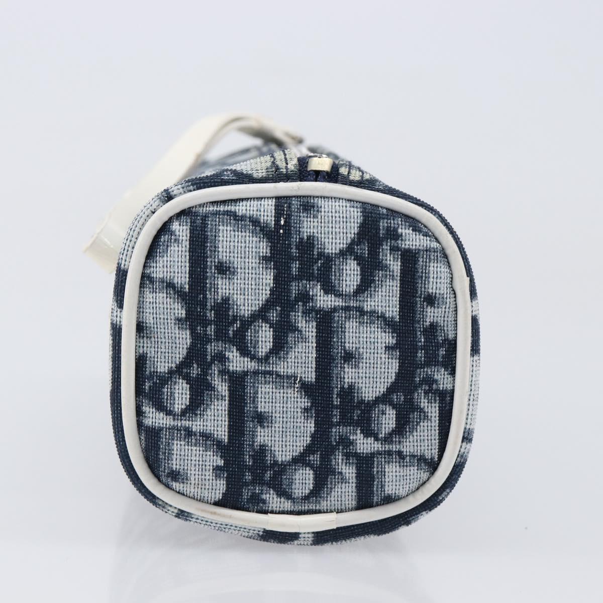 Christian Dior Trotter Pouch PVC Leather Navy Silver Auth ar14178