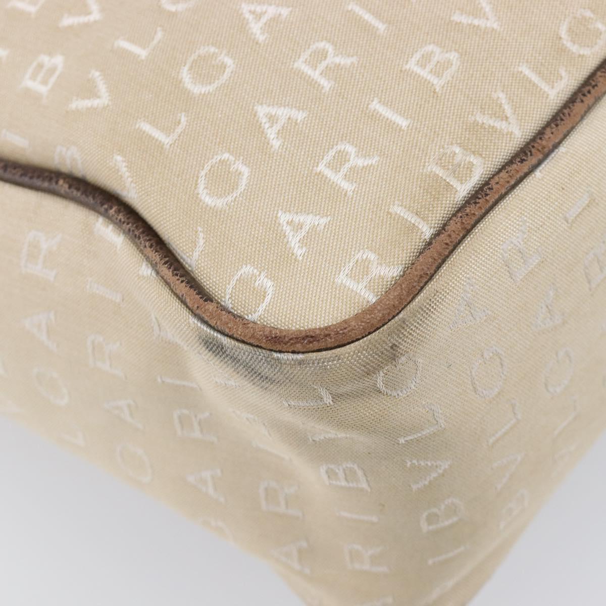 BVLGARI Tote Bag Canvas Beige Silver Auth ar14179