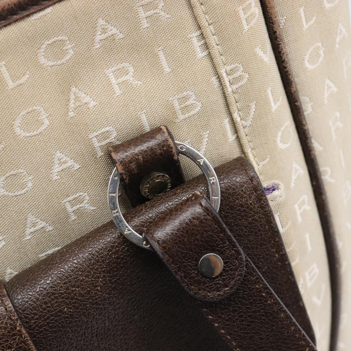 BVLGARI Tote Bag Canvas Beige Silver Auth ar14179