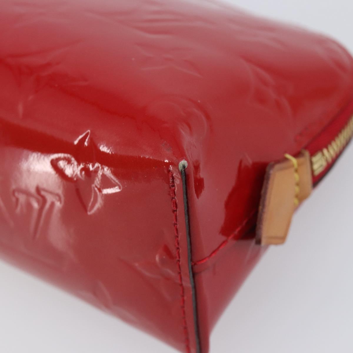LOUIS VUITTON Monogram Vernis Pochette Cosmetic PM Pouch Red M90172 Auth ar14182