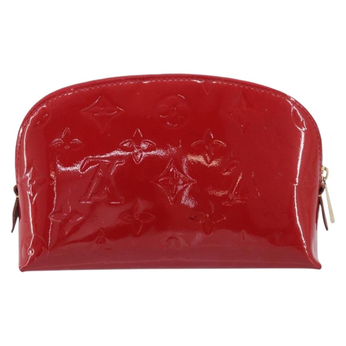 LOUIS VUITTON Monogram Vernis Pochette Cosmetic PM Pouch Red M90172 Auth ar14182