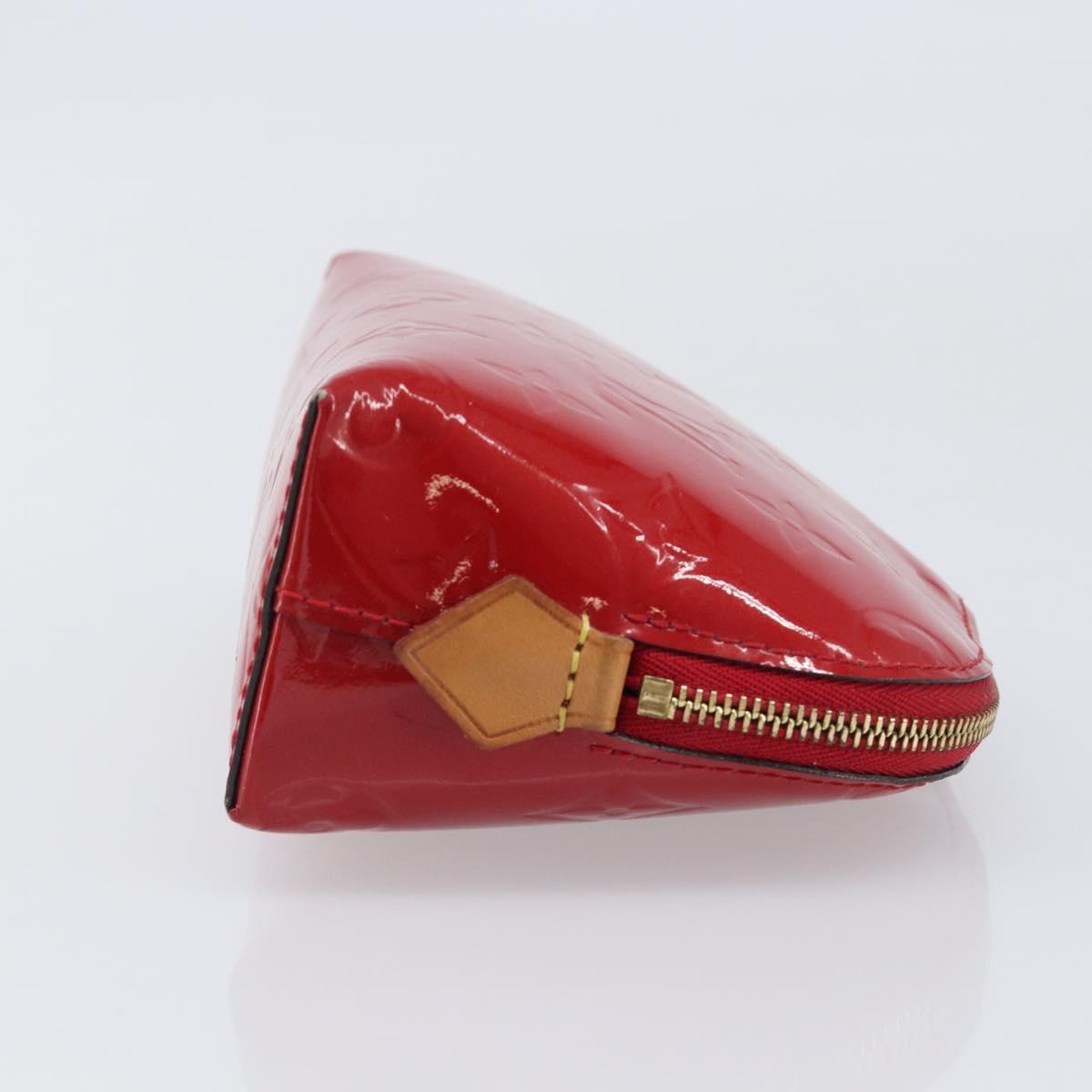 LOUIS VUITTON Monogram Vernis Pochette Cosmetic PM Pouch Red M90172 Auth ar14182