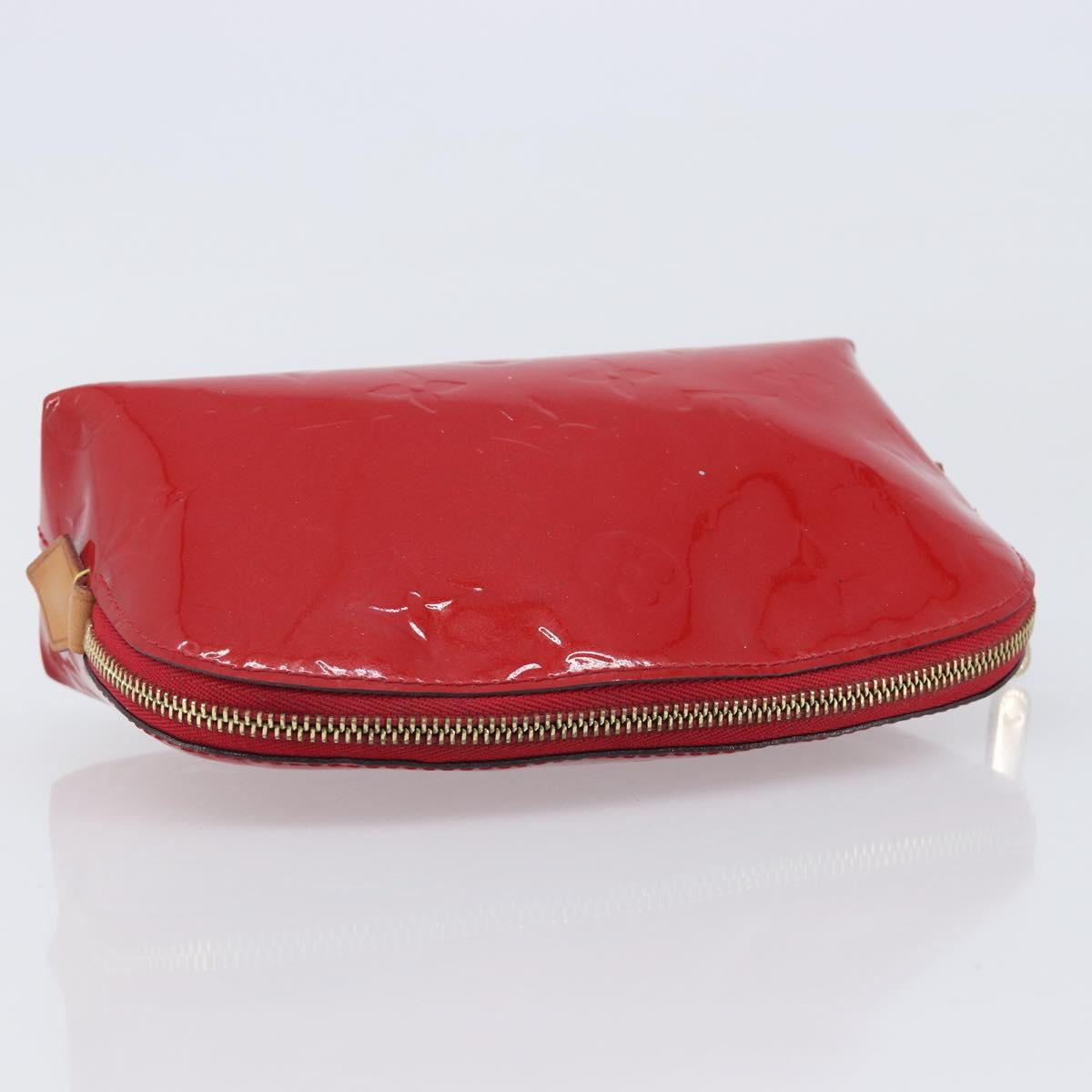LOUIS VUITTON Monogram Vernis Pochette Cosmetic PM Pouch Red M90172 Auth ar14182